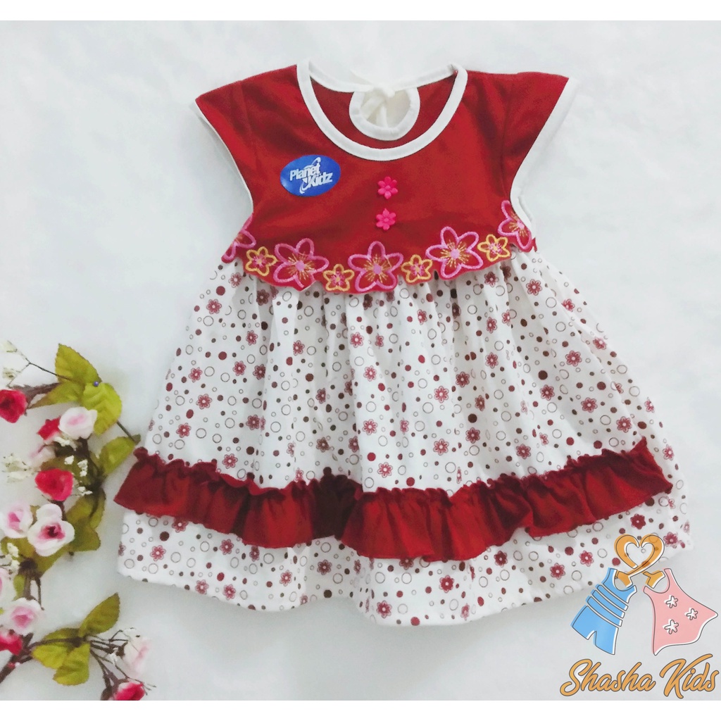 [L-08] Baju Bayi Perempuan/ Dress Bayi Perempuan Planet Kids cantik motif lucu 0-6 bln