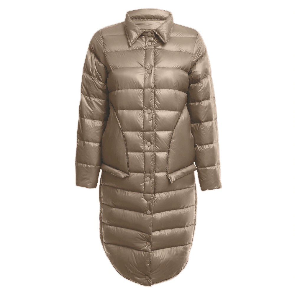 TERLARIS Joineles Women Long Coat 2019 Winter Warm Coat Long Sleeve White Duck Down Parka Turn