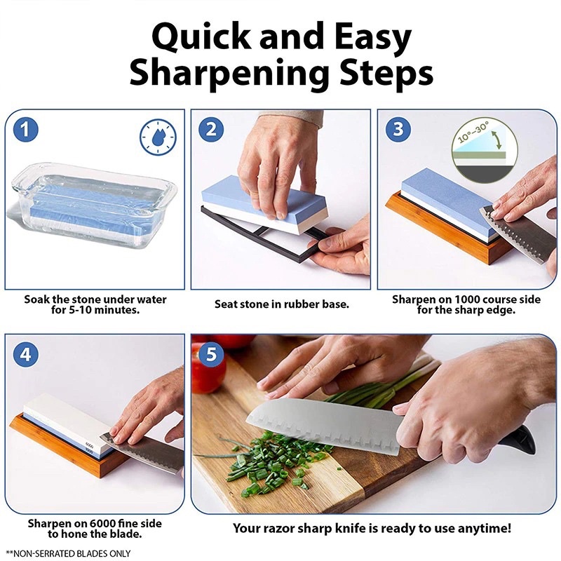 MYVIT Glitzy Batu Pengasah Pisau Whetstone Knife Sharpener 1000/3000 - Wkss-02 - Green