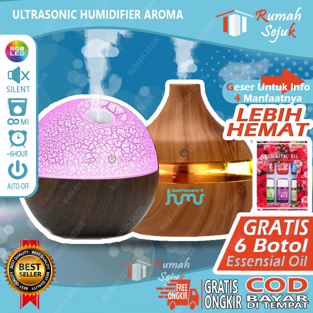 RS - Air Humidifier Diffuser Aromaterapi Alat Pengharum Ruangan Difuser Disfuser Unik Lucu RS-H1 Humdifier Purifier Difusser Defuser Humidifer Humadifier Humudifier Dispuser Humifider Portable Mobil Car Uap Hiasan Kamar Lampu LED Free Gratis Oil