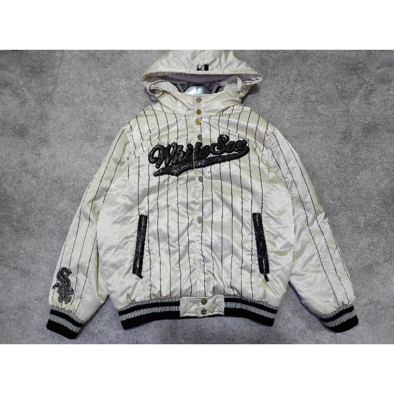 jaket vintage varsity mlb white sox