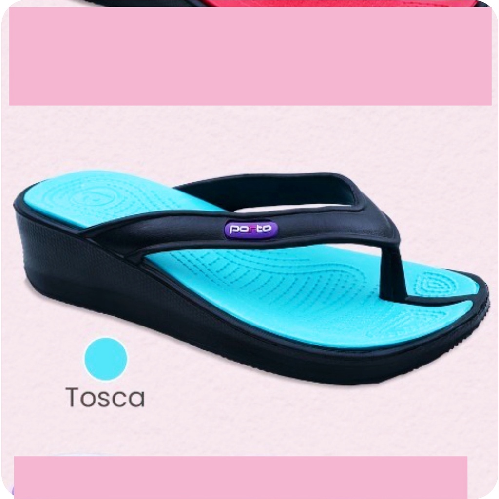 Sendal Wanita Dewasa Slip On Wedges Terbaru Karet PORTO