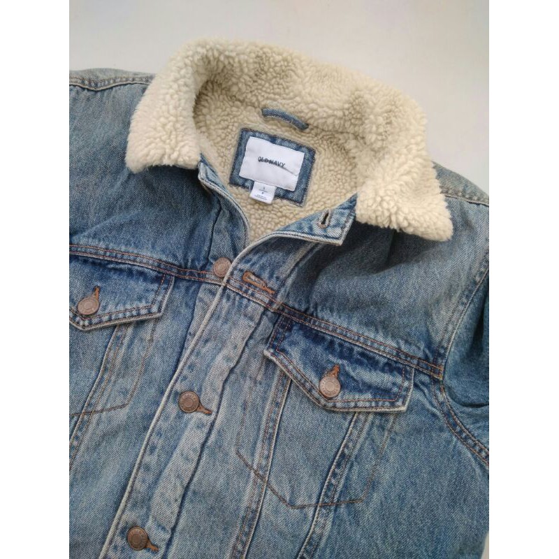 Jaket Sherpa Lined Denim Jeans Biru Old Navy