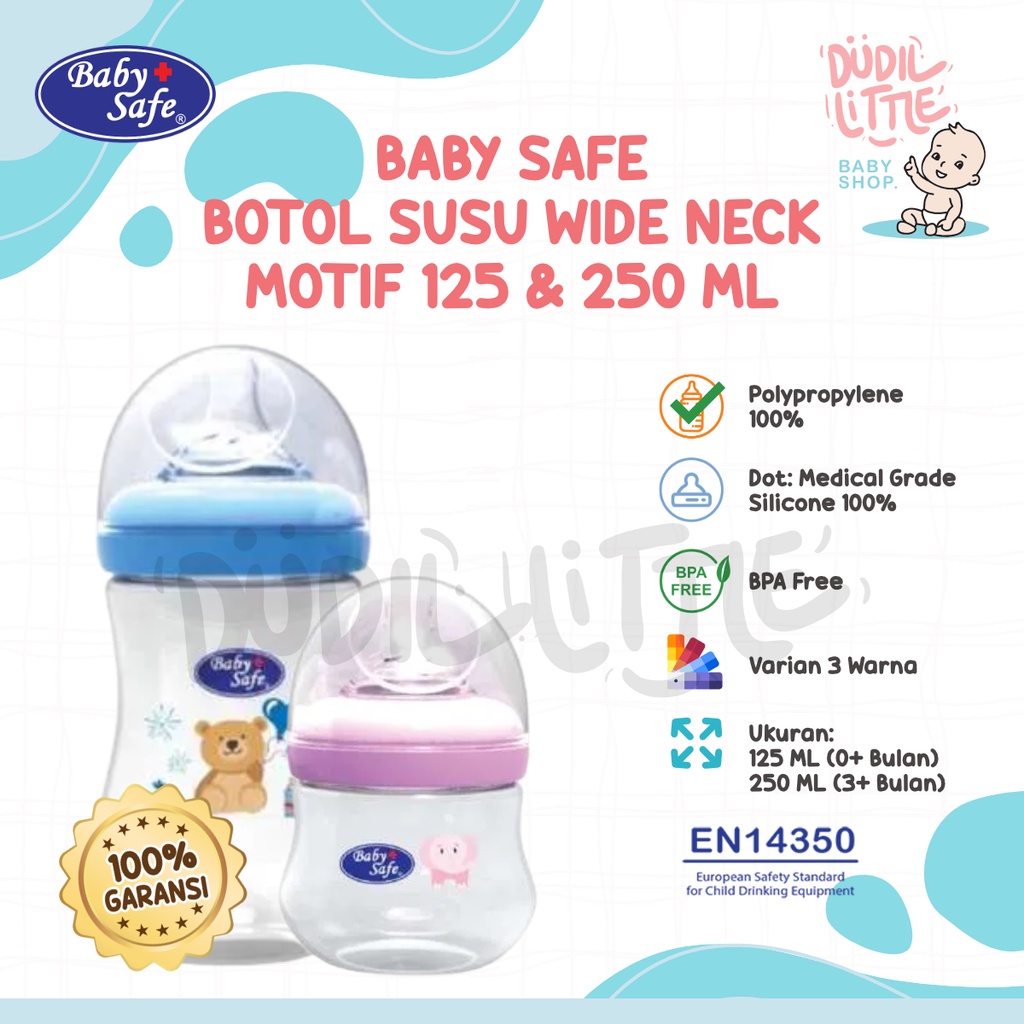 Botol Susu Baby Safe Wideneck WN04 150 ML WN05 250 ML Motif Hewan Lucu 100% Bergaransi COD