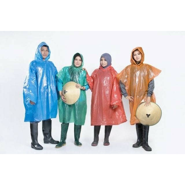 【COD】 Ponco Plastik Bisa Pakai Berkali-kali` Jas Hujan Plastik LDPE` Poncho Raincoat Transparan