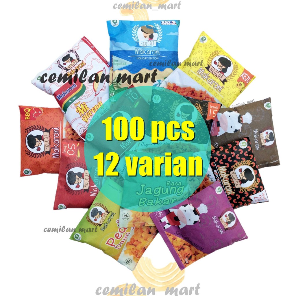 

100 pcs Cemilan Makaroni Ngocor 13 Rasa