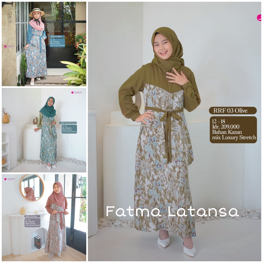 gamis remaja rauna rrf 03 baju remaja / gamis tanggung / dress wanita tanggung / baju anak