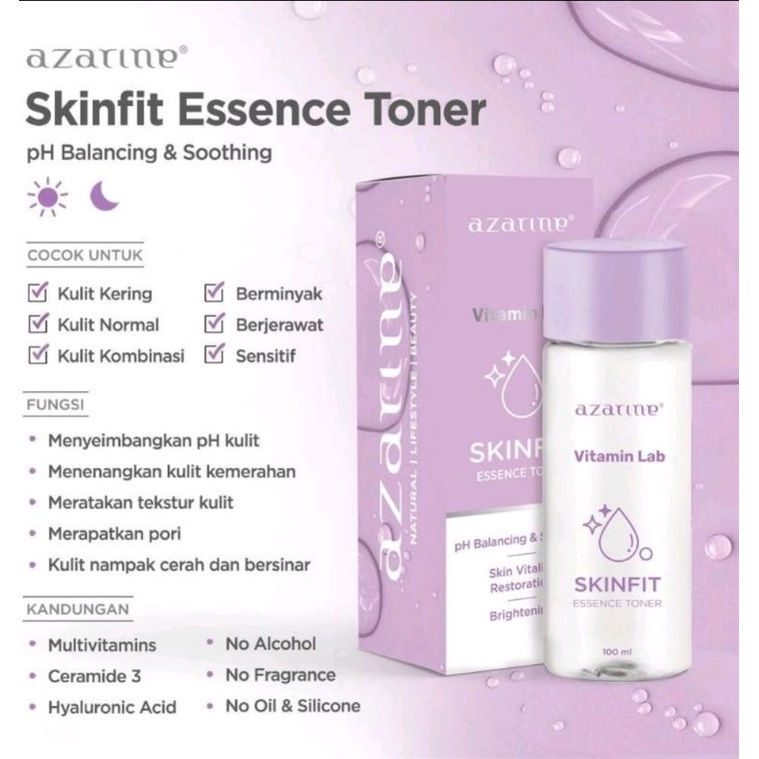 Azarine Skin Fit Essence Toner 80 ml | Azarine Essence Toner | Daily Beginner Exfoliating Toner | Moisture Rich Hydrating Toner | Multi Acids Glowing Toner | Mild Purifying Toner | Polypeptide Fresh Vitality Toner 90ml