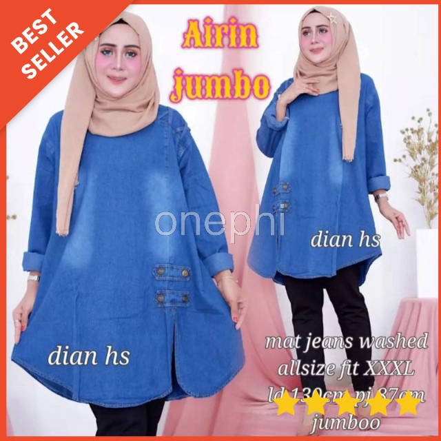 Dress Jeans Tunik Bilqis super jumbo Jeans LD130