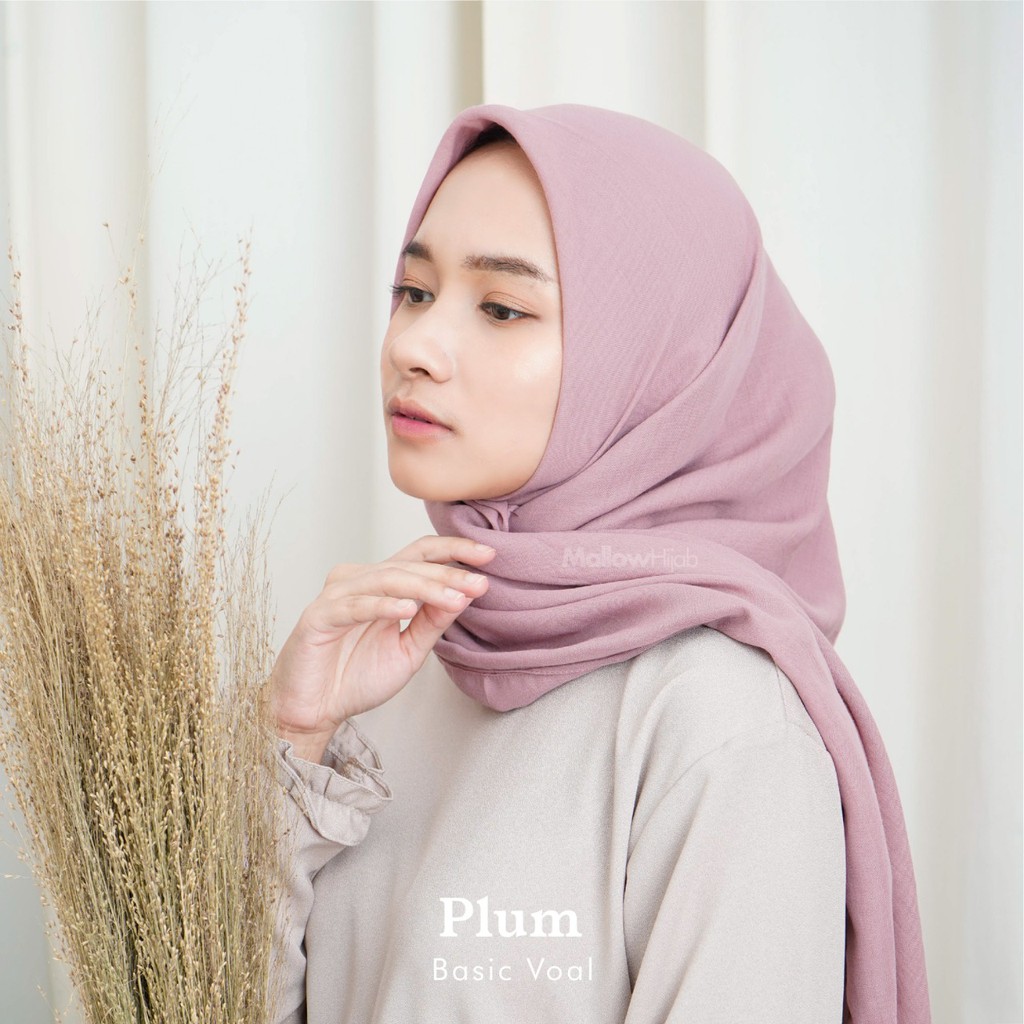 Basic Voal Hijab Segiempat Premium Voal by Mallow Hijab-Plum