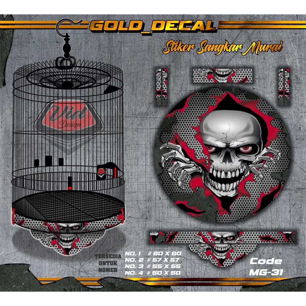 Stiker Decal Sangkar Murai Stiker  Kandang Murai Burung Bulat MB Oriq Jaya No 1 2 3 4