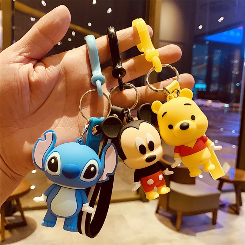 TK Fashion Creative Mickey Donald Duck Resin Keychain Wennie The Pooh Stitch Action Figure Keychain Figure Doll Toys