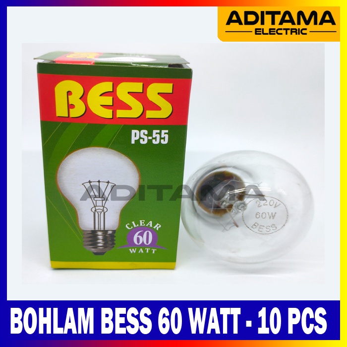 PAKET ISI 10 PCS LAMPU PIJAR BOHLAM BESS 60 WATT 60WATT 60W