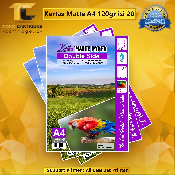 Kertas Matte Paper Double Side A4 120gsm, Kertas Matte Printer A4 1pack / 20pcs