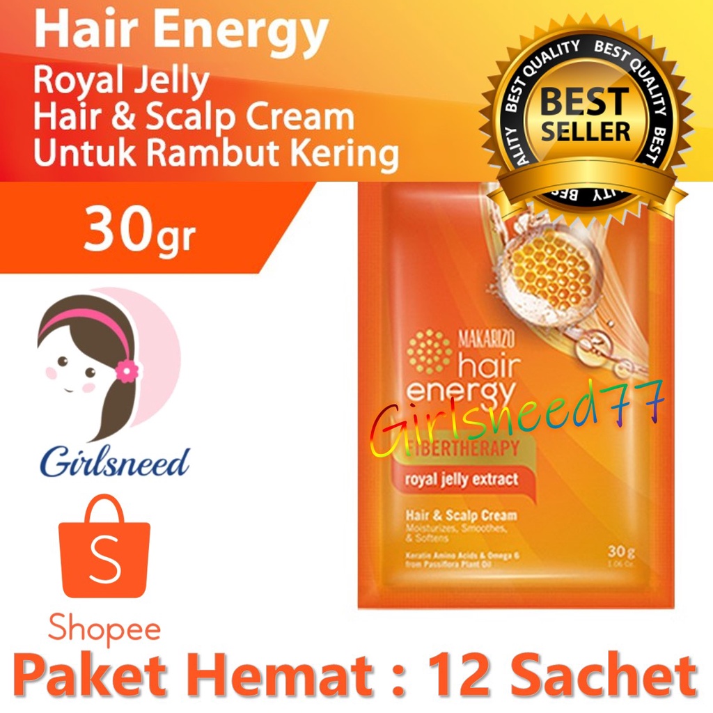 Makarizo Creambath 30gr x 12 Sachet Royal Jelly GIRLSNEED77 Perawatan Rambut Kering Rusak Bercabang