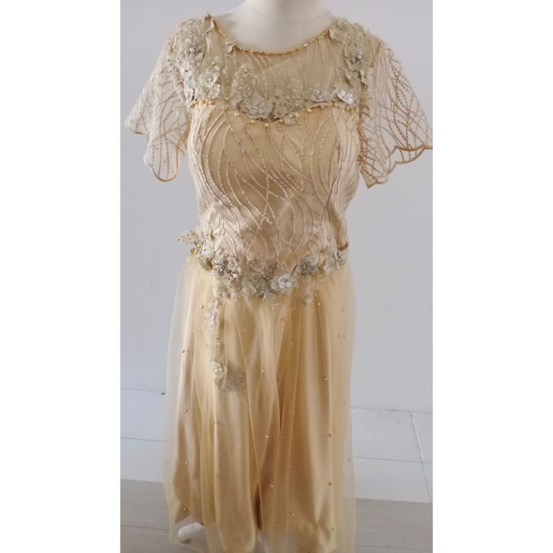 [GRATIS ONGKIR] GAUN MAMA GOLD 04 / GAUN PESTA PRELOVED / GAUN PESTA BEKAS
