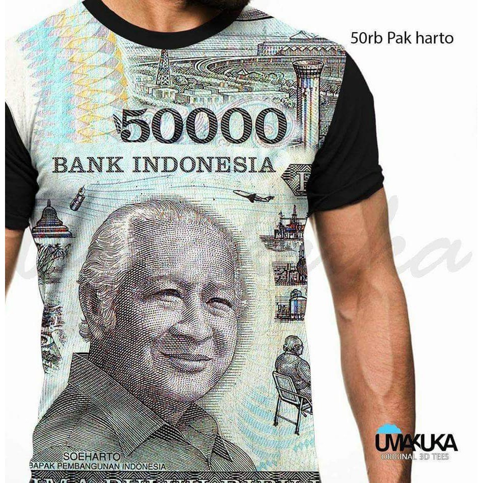 T-Shirt Uang 50Rb Pak Harto Duit Full Print Baju Kaos 3D Umakuka Premium Terbaik
