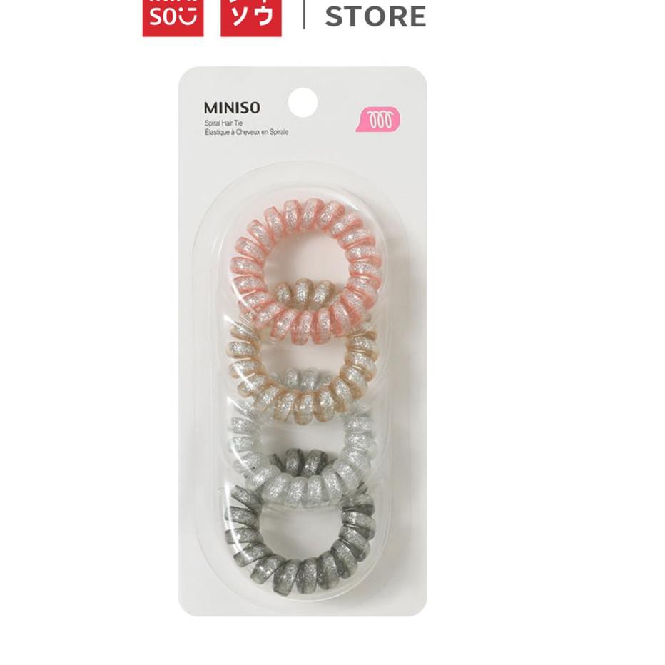 Grosir Miniso Beauty Ikat Rambut Karet Rambut Spiral Kabel 4 Pcs Hitam Wanita ,,
