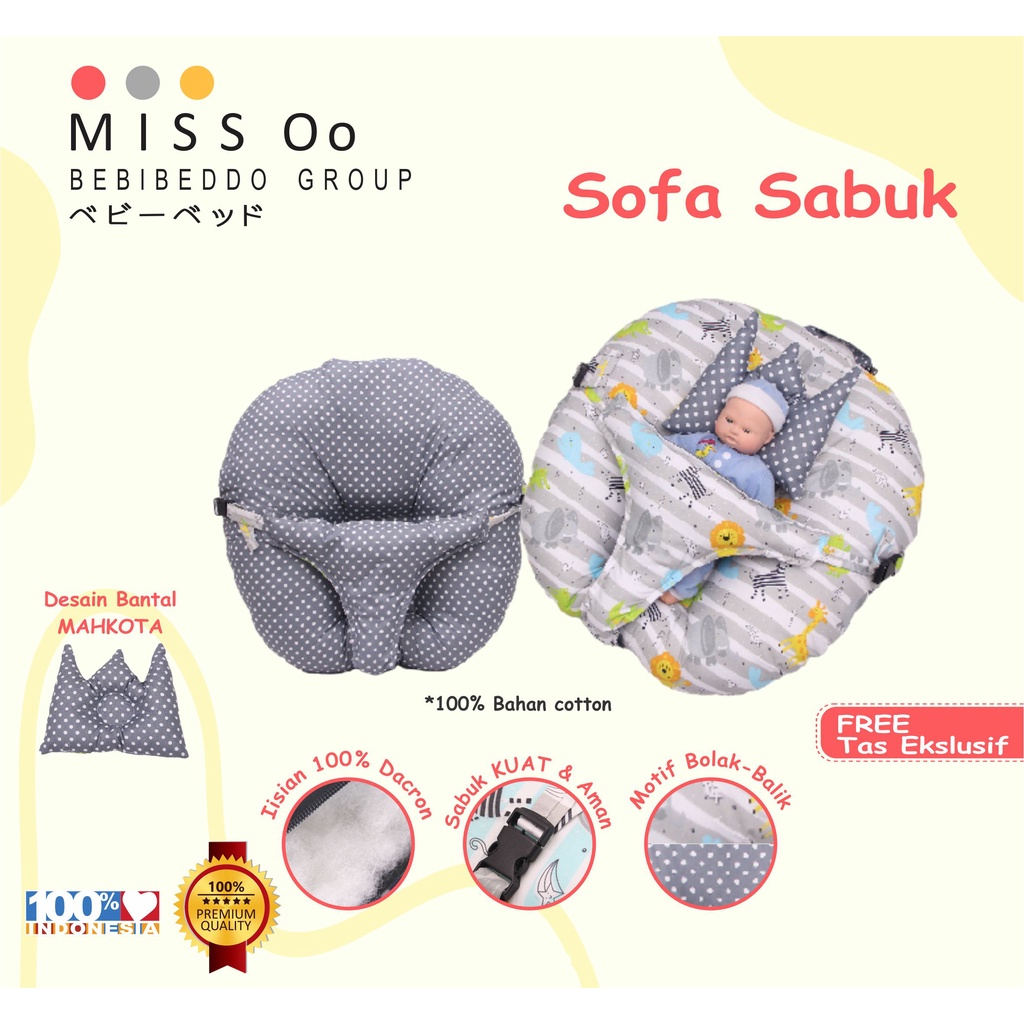 Sofa Bayi Multifungsi dengan Gesper Pengaman Free Bantal Peyang dan Tas Serut COD ready [ Merk Bebibeddo ] ]