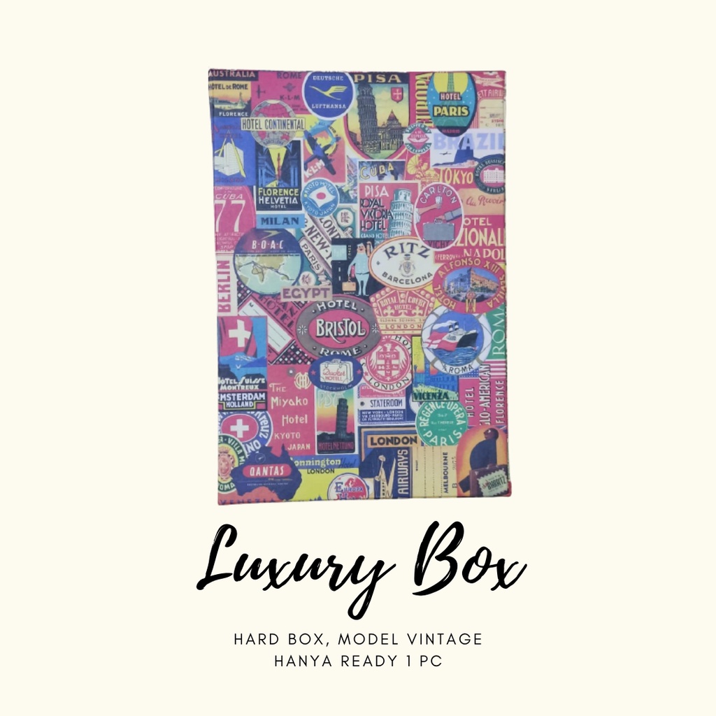 

Kotak Kado / Gift Box / Hard Box Luxury Vintage Hotels Ukuran 21x14x4 cm