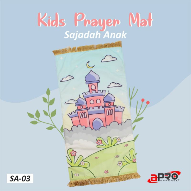 Sajadah Anak Premium Apro Empuk Elegan Motif Printing Sejadah Prayer Mat Anti Slip Cocok Untuk Kado-SA-03