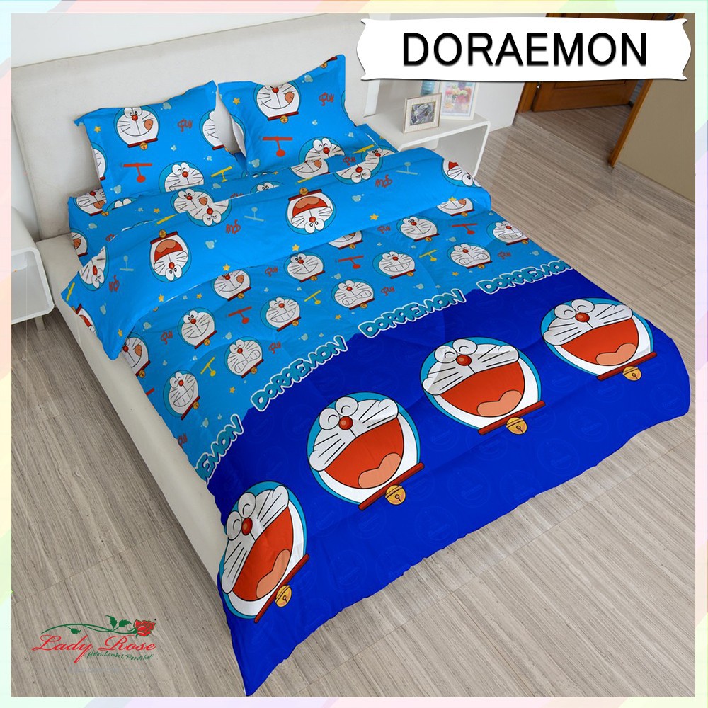 Ww Bed Cover Set Doraemon Rumbai Lady Rose 160x200 Queen Shopee Indonesia