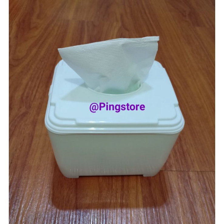 Kotak Tempat Tissue Kotak Kecil Box tisu Wadah Tisue Plastik Polos Putih