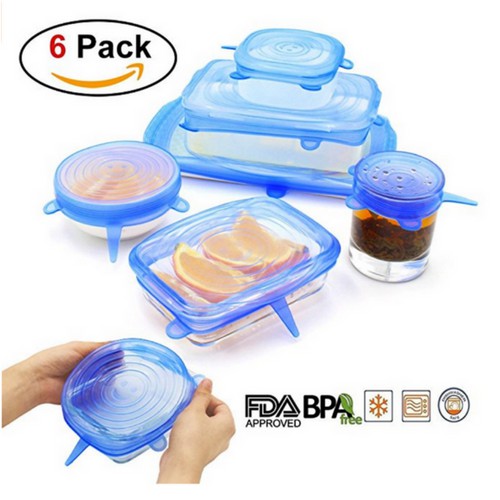 Terbaru!! Silikon Karet Penutup Makanan Piring Mangkok 6 in 1 Food Cover Lid - Random