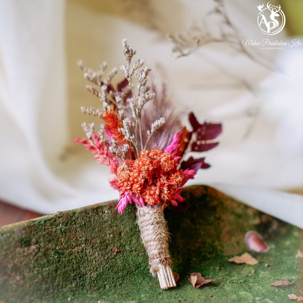 Wedding Corsage bunga pernikahan Dried flower Boutonniere Jas Bunga Pria Eksklusif