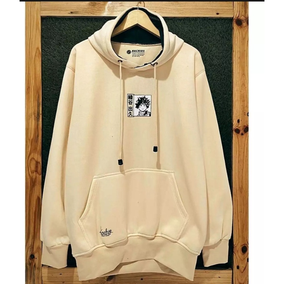 switer pria cowo kachios JPN warna cream logo putih hoodie oversize distro unisex premium m l xl xxl