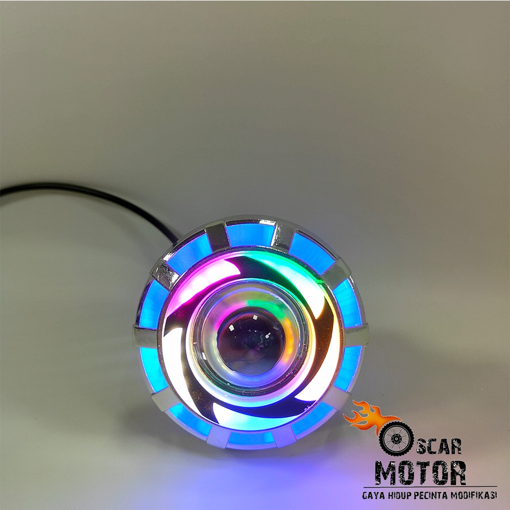 LAMPU DEPAN NEW PROJIE V5 MINI BOHLAM LED LONG STAY AN FLASH UNIVERSAL motor