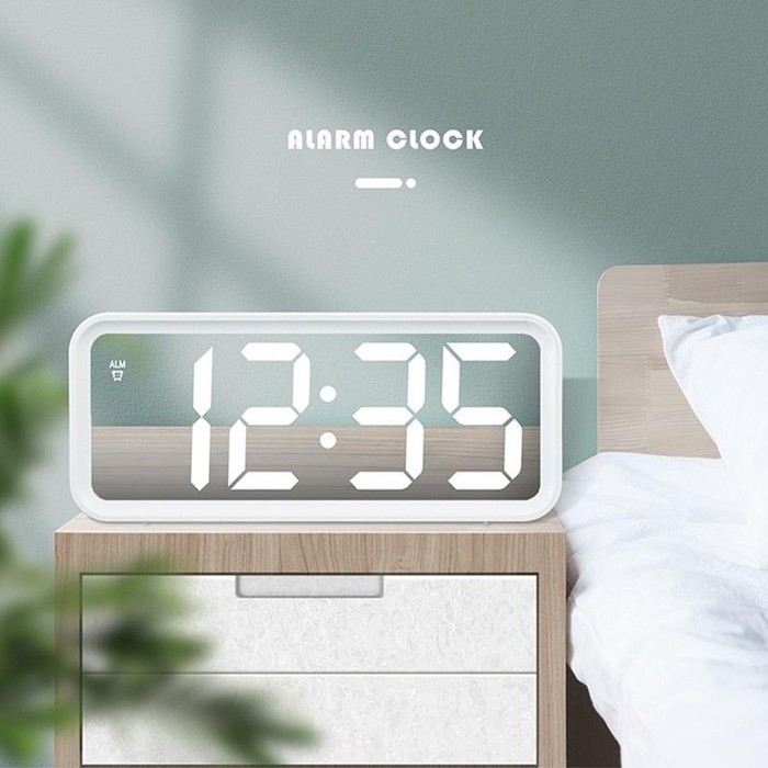 Jam Meja Digital Led Weker / Digital Alarm Clock Mirror USB Power 2021 DT 6508