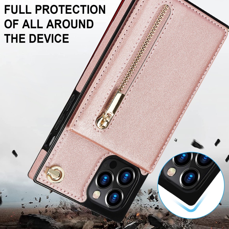Case Pelindung Bahan Kulit Dengan Ritsleting Untuk Iphone 14 PRO XR