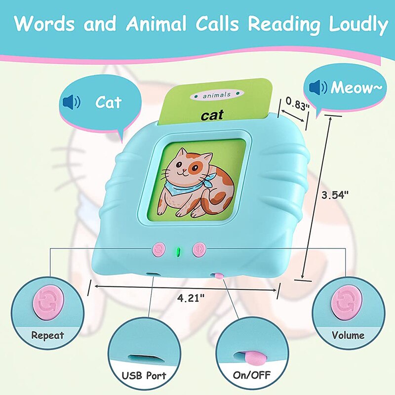 Childern Card Machine Flash Card Bersuara Mesin Pembelajaran Kartu Elektronik Kartu Flash Audio Mainan Pendidikan Anak Prasekolah Mainan Suara Flashcard Anak