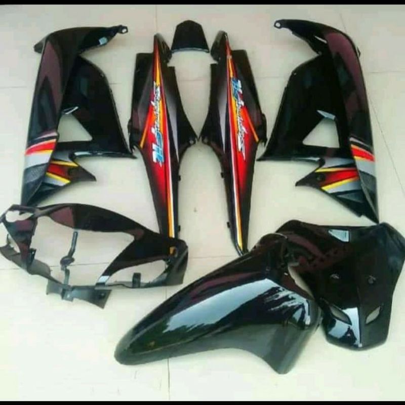 ful set cover body bodi halus honda supra fit new - fit X fit s hitam + setriping