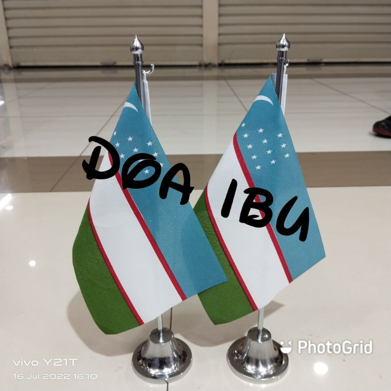 

best seller tiang stenlis meja+bendera UZBEKISTAN ready stock