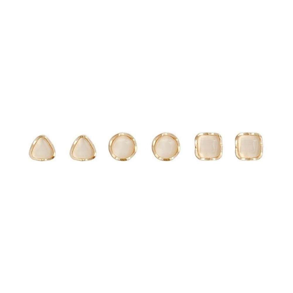 6 pcs/pack One Week Ear Jewelry Korean Opal Earrings Ins Personality Simple Jewelry Fashion Accessories