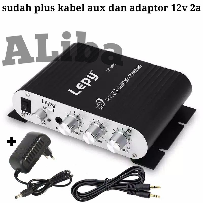 Lepy lvpin Lp838 amplifier mobil motor aki 12v plus adaptor