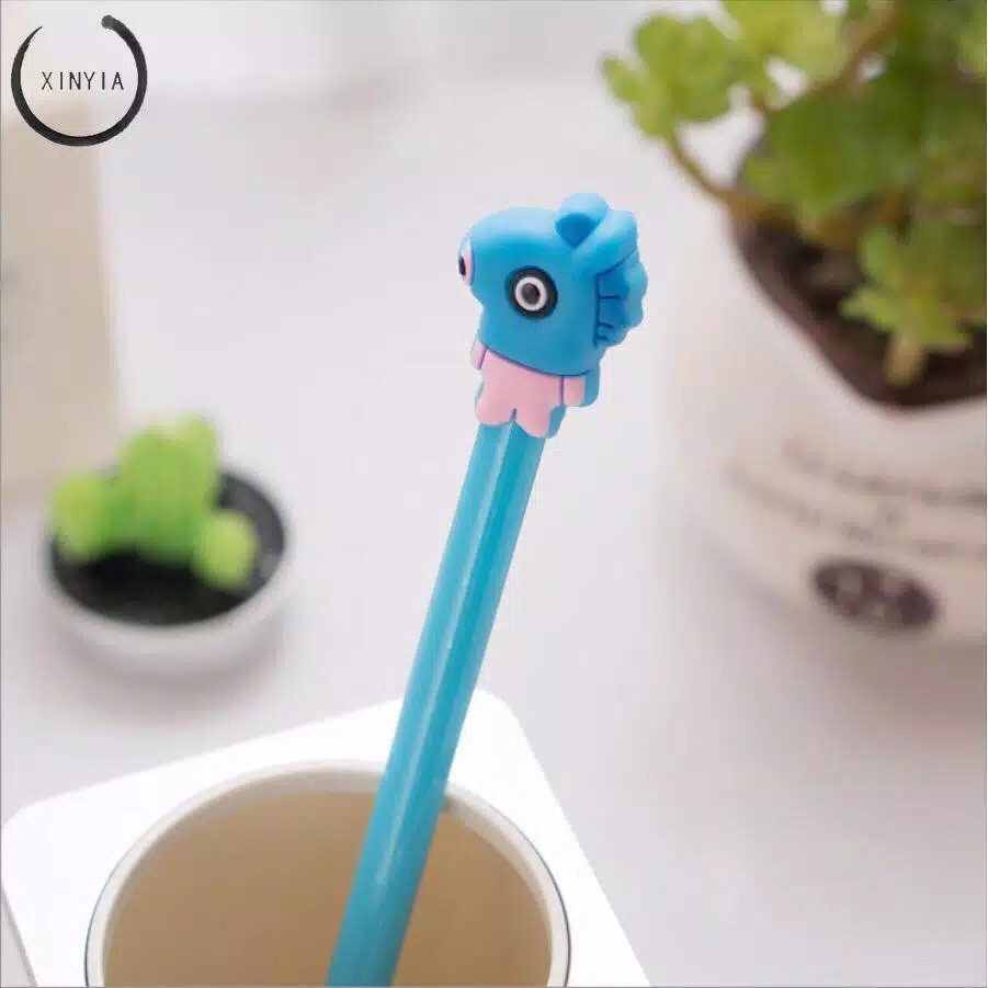 KPOP Cute Black Ink Gel Pen Kawaii Cartoon Pulpen Lucu PGM PM15