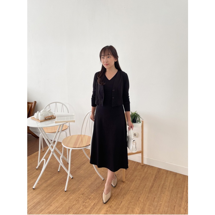 Kadaka S-0179 Set Dress with Cardigan Korean Look