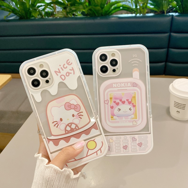 Casing iPhone 11 12 13 Pro MAX X XR XS MAX 7 8 Plus Motif Hello kitty Melody