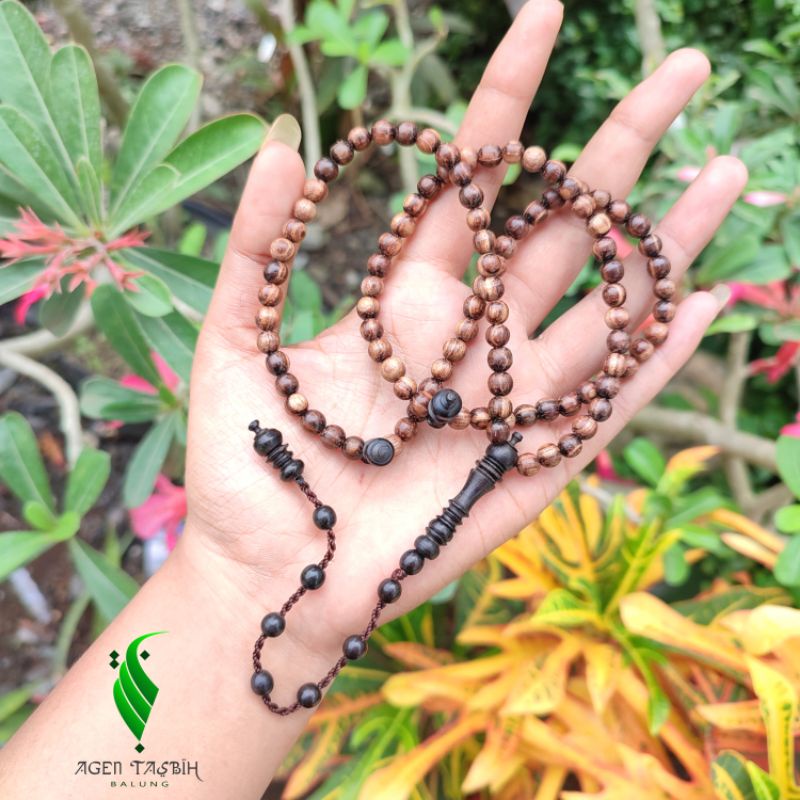 Tasbih Galih Kelampis Hitam Size 6mm &amp; 8mm_Tasbih Muslim 99 Butir COD