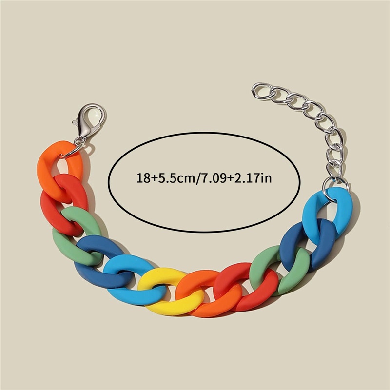 Gelang Rantai Bahan Akrilik Resin Matte Warna-Warni Untuk Wanita