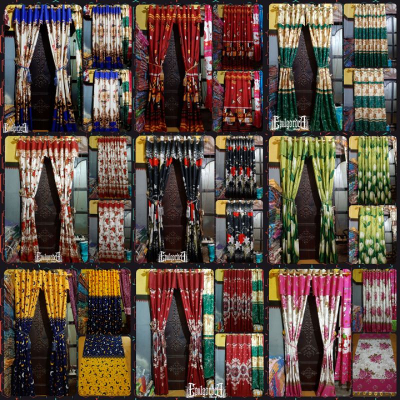 GORDEN SMOKRING PINTU DAN JENDELA SUDAH DI LENGKAPI PONI DAN TALI SAMPING ring emas kain katun sepre