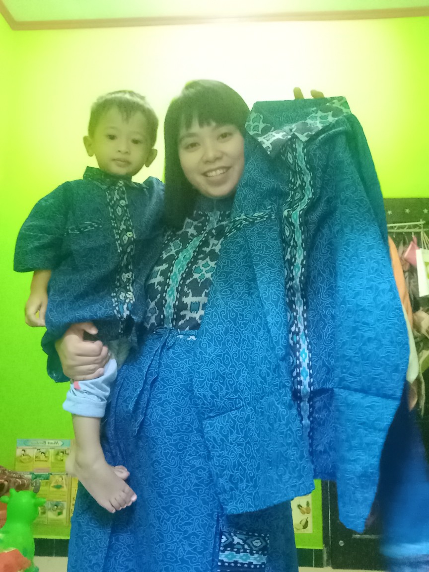 Maura Batik Couple Keluarga - Sania Ruffle Ori Ndoro Jowi Garansi Termurah Shopee - Mega Biru