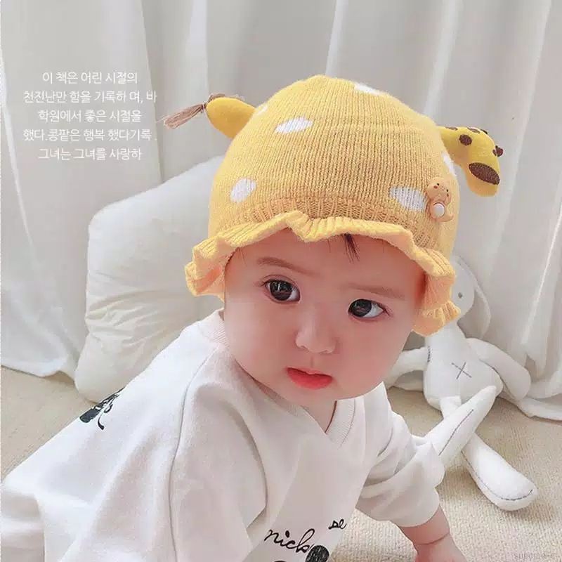 Topi Kupluk Casual Bayi Laki-laki / Perempuan MOTIF POLKADOT JERAPAH