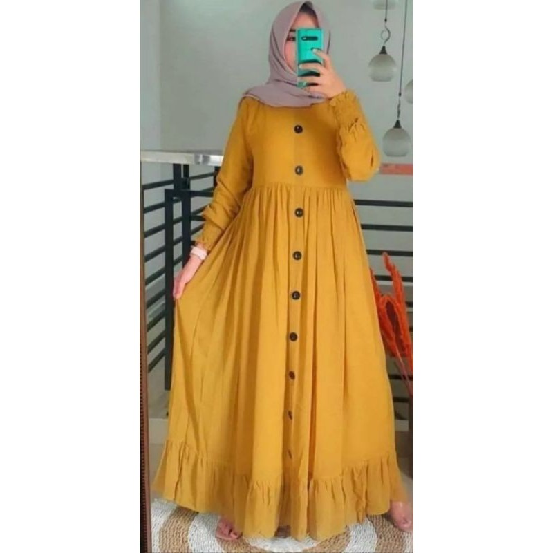 PROMO GAMIS WANITA TERBARU 2021 LEBARAN #anggosae gamis remaja, dewasa, gamis jumbo gamis seragaman pengajian, kondangan, grup dll ready size XS, S, M, L, XL, XXL, XXXL-Kuning lemon