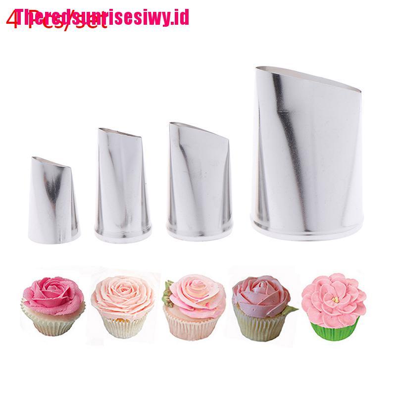 4 Pcs Alat Nozzle Piping Bentuk Bunga Mawar Untuk Dekorasi Kue