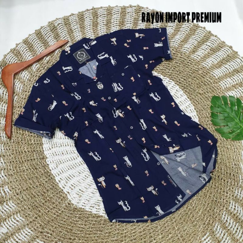 KEMEJA PANTAI PRIA, HEM PANTAI MOTIF BUNGA  KUALITAS TERJAMIN