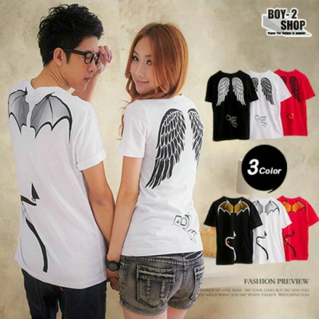 Baju couple devil angel wing